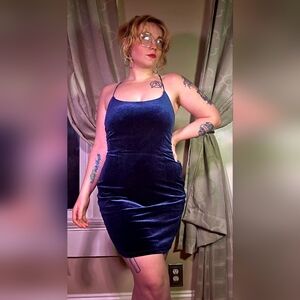 NBD Navy Velvet Mini Dress